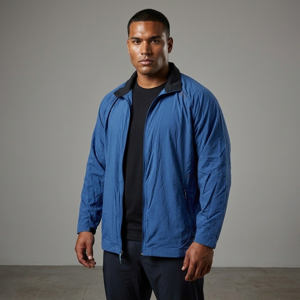 Lululemon Mens Blue Full Zip Windbreaker Track Jacket Laser Cut Venting XL